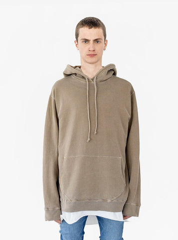 Pigment Dyed Washed Hoodie in Faded Khaki