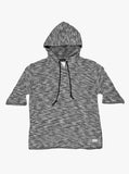 Flat front view of Rush Marled Half Sleeve Hoodie in Mixed Gray 