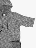 Detailed view of Rush Marled Half Sleeve Hoodie in Mixed Gray