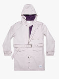 Flat front image of Silver Scale Longline Hooded Jacket in Silver 