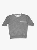 Flat front image of Quarter Sleeve Off-Center Pocket Pullover Sweatshirt Tee in Heather Gray