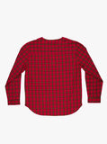 Flat back image of Plaid Baseball Shirt in Red/Navy