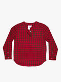 Flat front image of Plaid Baseball Shirt in Red/Navy 