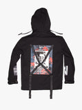 Flat back image of Cargo Belt Graphic Jacket in Black