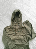 Aerial view of Torpedo Pocket Anorak Pullover Windbreaker Jacket in Olive