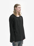 Basic Elongated Long-Sleeve Crewneck Tee in Matte Black - Profound Aesthetic - 2