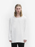 Front view of Basic Elongated Long-Sleeve Crewneck Tee in White on model