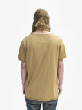 Back view of Basic Straight-Bottom Short Sleeve Tee in Dark Khaki on model