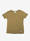 Flat front view of Basic Straight-Bottom Short Sleeve Tee in Dark Khaki 