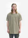 Flat front image of Basic Straight-Bottom Short Sleeve Tee in Light Army on model