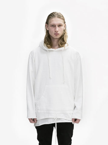 Front view image of Double Layer Reversed French Terry Hoodie in Off-White on model