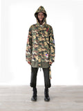 Full outfit view of Battalion Woodland Double Layer Camo Patch Jacket on model