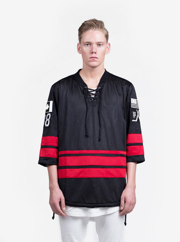Hockey Mesh Jersey in Black/Red - Profound Aesthetic - 1
