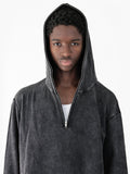 Hoodie details of Pigment-Washed Full Neck Zip-Up Hoodie in Faded Black