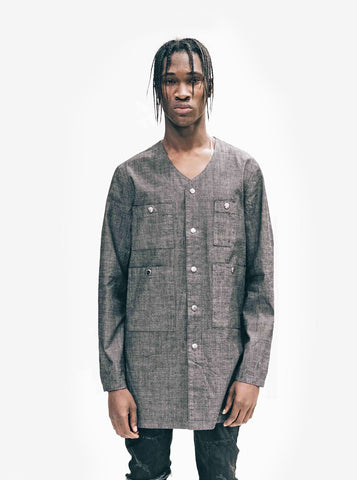 Elongated Pocket Heathered Baseball Shirt in Charcoal - Profound Aesthetic - 1