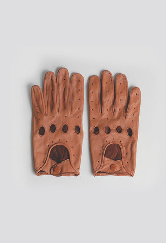 Genuine Leather Full Driving Gloves in Tan Leather - Profound Aesthetic