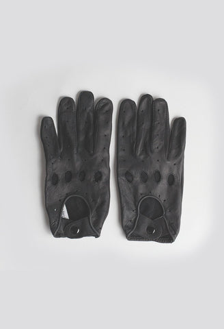 Genuine Leather Full Driving Gloves in Black Leather - Profound Aesthetic