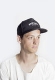 Side angle image of Profound Classic New York History Snapback in Black on model