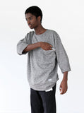 Quarter Sleeve Off-Center Pocket Pullover Sweatshirt Tee in Heather Gray