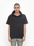 Reversed French Terry Pullover Raw-Cut Hoodie in Black