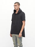 Reversed French Terry Pullover Raw-Cut Hoodie in Black