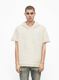 Reversed French Terry Pullover Raw-Cut Hoodie in Cream