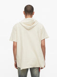 Reversed French Terry Pullover Raw-Cut Hoodie in Cream