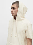 Reversed French Terry Pullover Raw-Cut Hoodie in Cream