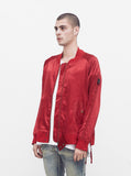 Babylonian Deluxe Satin Bomber Jacket in Cardinal Red