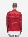 Babylonian Deluxe Satin Bomber Jacket in Cardinal Red