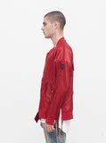 Babylonian Deluxe Satin Bomber Jacket in Cardinal Red