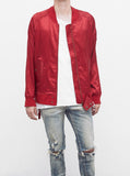 Babylonian Deluxe Satin Bomber Jacket in Cardinal Red