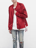 Babylonian Deluxe Satin Bomber Jacket in Cardinal Red