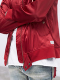 Babylonian Deluxe Satin Bomber Jacket in Cardinal Red