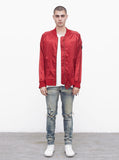 Babylonian Deluxe Satin Bomber Jacket in Cardinal Red