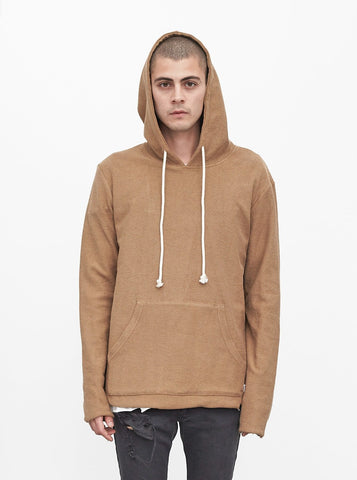 Single Layer Reversed French Terry Hoodie in Camel