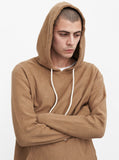 Single Layer Reversed French Terry Hoodie in Camel