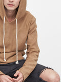 Single Layer Reversed French Terry Hoodie in Camel