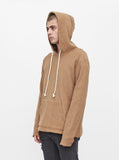 Single Layer Reversed French Terry Hoodie in Camel