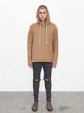 Single Layer Reversed French Terry Hoodie in Camel