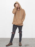 Single Layer Reversed French Terry Hoodie in Camel