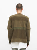 Half Reversed Terry Panel Sweater in Olive-Brown