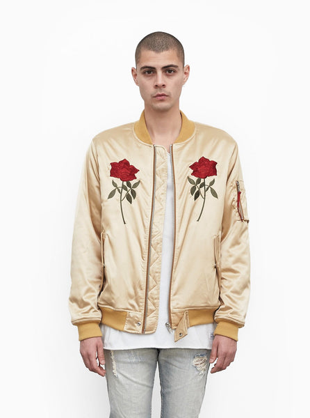 Mirrored Rose Bomber Jacket in Light Gold