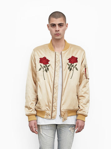 Mirrored Rose Bomber Jacket in Light Gold