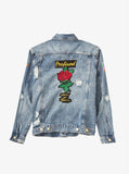 Distressed Rose Patch Denim Jacket