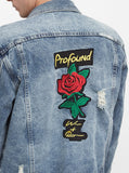 Distressed Rose Patch Denim Jacket