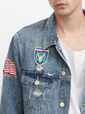 Distressed Rose Patch Denim Jacket