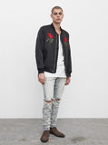 Mirrored Rose Bomber Jacket in Black