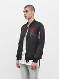 Mirrored Rose Bomber Jacket in Black