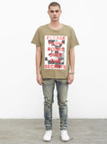 Painted Roses Tee in Light Olive